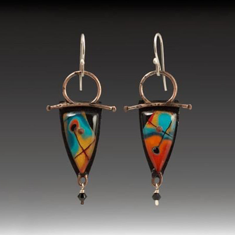 Wholesale Creative Flower Inlaid Purple Diamond Luxury Antique Silver Round Swing Earrings